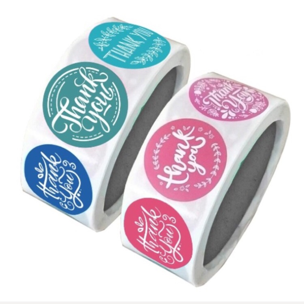 (100) Colorful thank you stickers